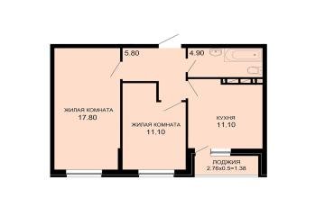 Фото №4: 2-комнатная квартира 50 м² - Краснодар, мкр. Прикубанский внутригородской округ, ул. Скандинавская, 1к7