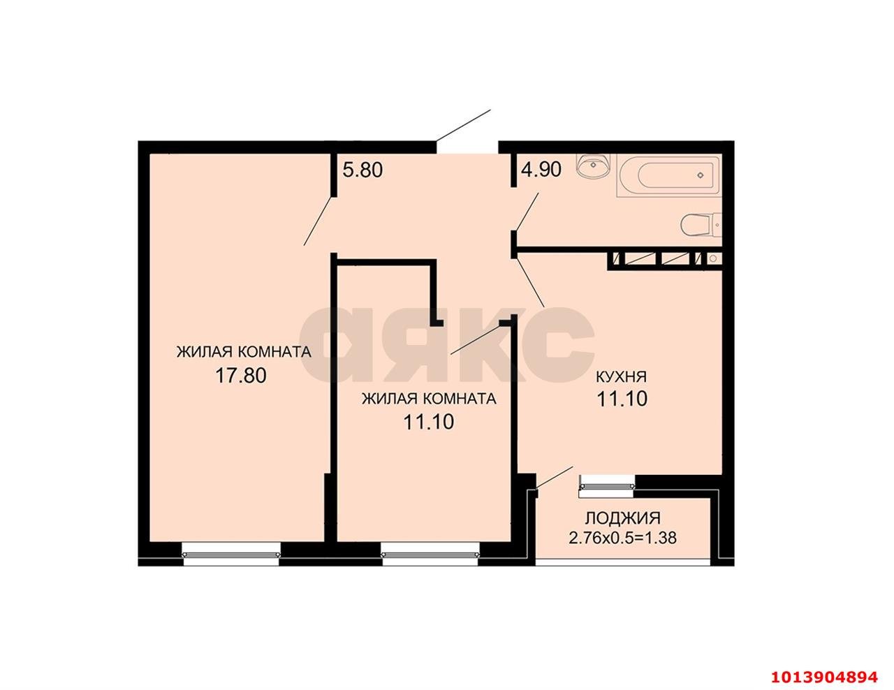 Фото №4: 2-комнатная квартира 53 м² - Краснодар, жилой комплекс Новые Сезоны, мкр. Прикубанский внутригородской округ, ул. Скандинавская, 1к7