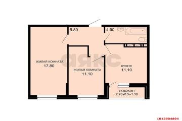 Фото №4: 2-комнатная квартира 53 м² - Краснодар, мкр. жилой комплекс Новые Сезоны, ул. Скандинавская, 1к7