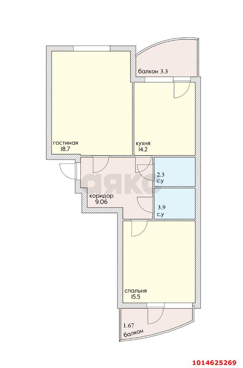 Фото №14: 2-комнатная квартира 77 м² - Краснодар, 9-й километр, пр-д Репина, 3/1к3