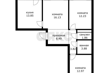 Фото №2: 3-комнатная квартира 75 м² - Краснодар, мкр. жилой комплекс Облака, ул. имени Генерала Корнилова, 9