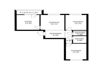Фото №2: 3-комнатная квартира 71 м² - Краснодар, мкр. жилой комплекс Облака, ул. имени Генерала Корнилова, 9