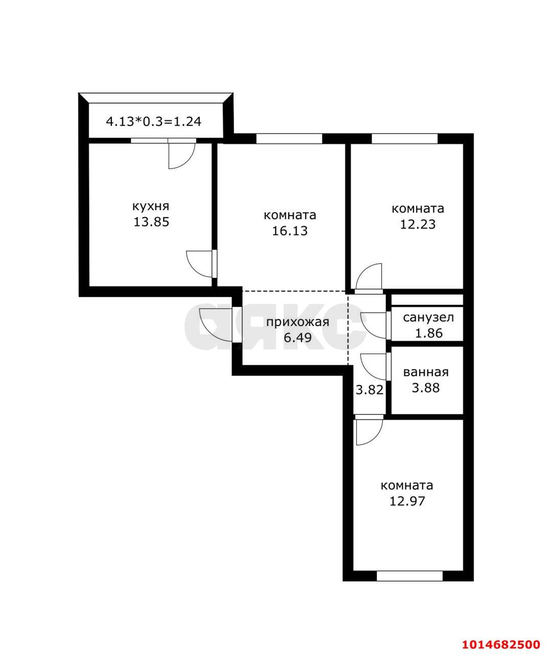 Фото №2: 3-комнатная квартира 75 м² - Краснодар, Прикубанский внутригородской округ, мкр. жилой комплекс Облака, ул. имени Генерала Корнилова, 9