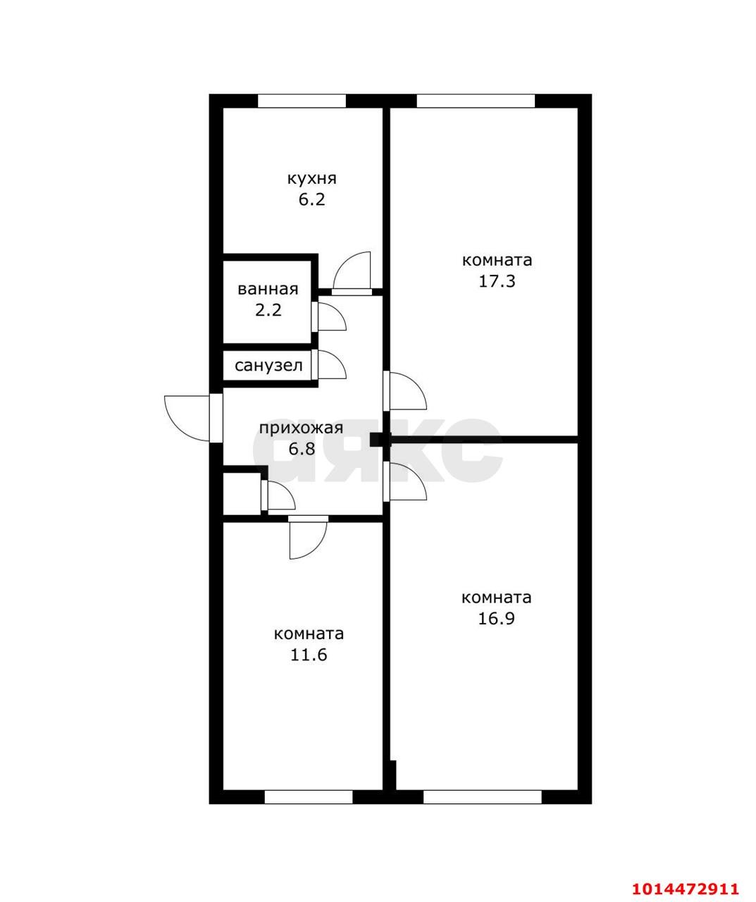 Фото №1: 3-комнатная квартира 63 м² - Краснодар, Прикубанский внутригородской округ, мкр. Завод Измерительных Приборов, ул. Зиповская, 19