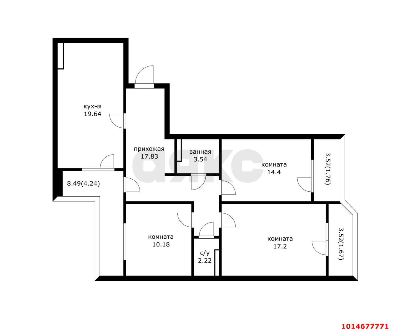 Фото №3: 3-комнатная квартира 97 м² - Краснодар, ЖК Урал, Карасунский внутригородской округ, Камвольно-суконный Комбинат, мкр. жилой комплекс Ural, ул. Уральская, 87/7