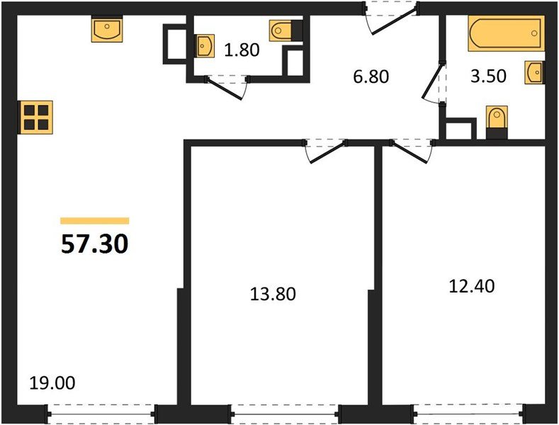 Фото №1: 2-комнатная квартира 57 м² - Краснодар, Прикубанский внутригородской округ, мкр. Догма Парк, ул. Марины Цветаевой, 36