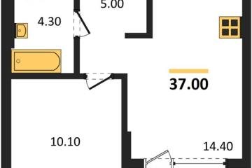Фото №1: 1-комнатная квартира 37 м² - Краснодар, мкр. жилой комплекс Самолёт-7, 