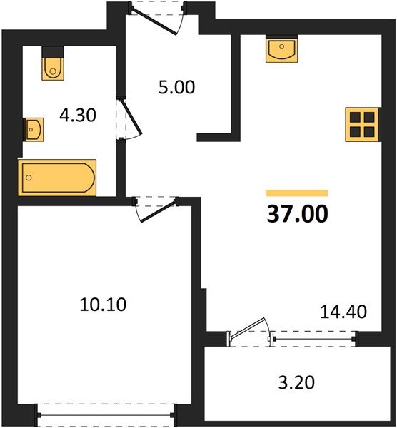 Фото №1: 1-комнатная квартира 37 м² - Краснодар, Прикубанский внутригородской округ, квартал Самолёт, мкр. жилой комплекс Самолёт-7