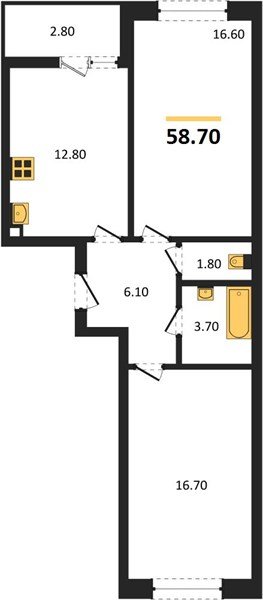 Фото №1: 2-комнатная квартира 58 м² - Краснодар, жилой комплекс Архитектор, ул. Доблести, 8к1