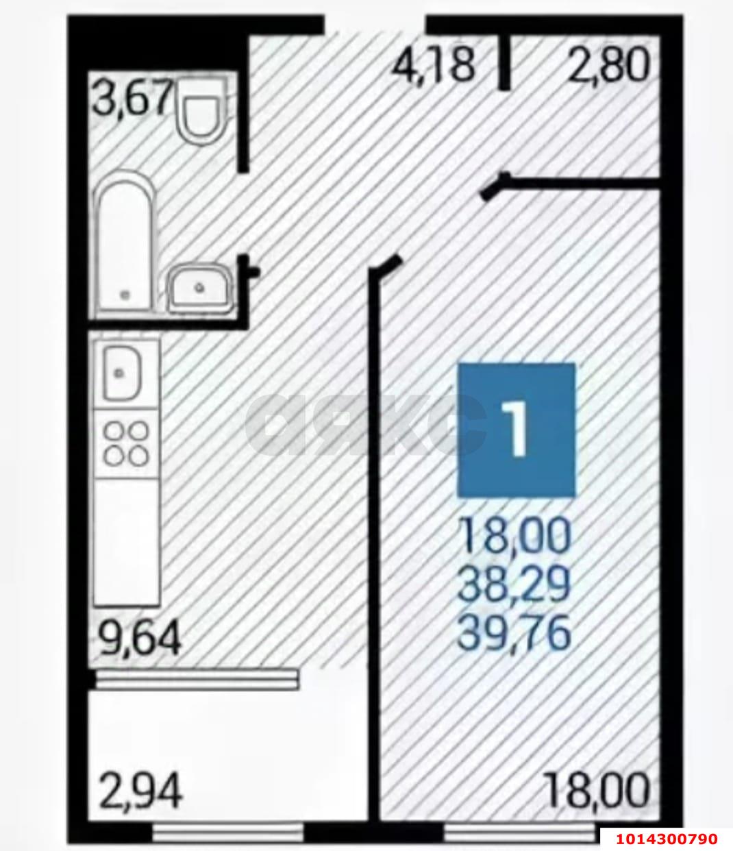 Фото №16: 1-комнатная квартира 41 м² - Краснодар, Завод Измерительных Приборов, ул. Зиповская, 34к2