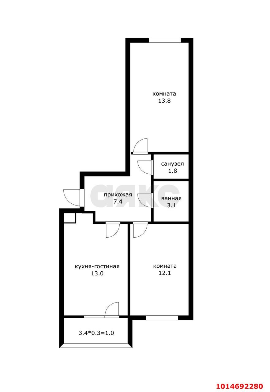 Фото №2: 2-комнатная квартира 52 м² - Краснодар, жилой комплекс Ракурс, ул. имени Героя Ростовского, 8к5