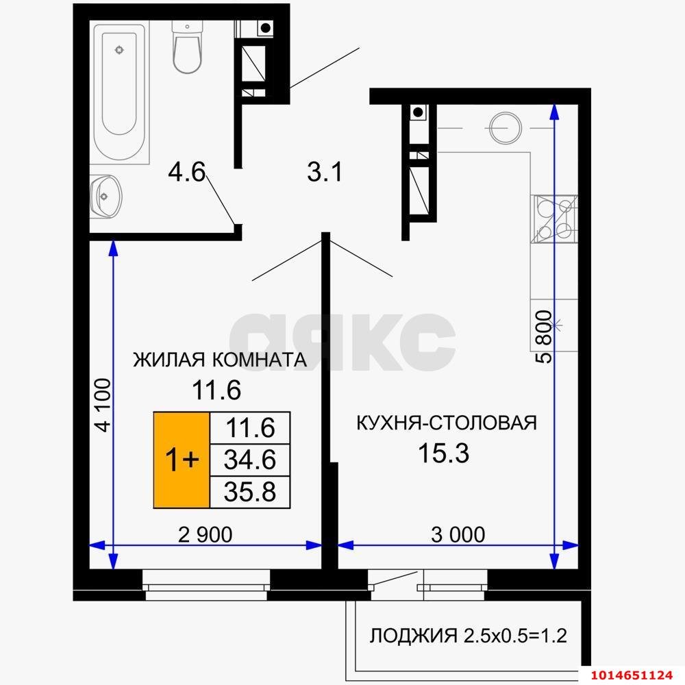 Фото №7: 1-комнатная квартира 37 м² - Краснодар, жилой комплекс Дыхание, ул. Лётчика Позднякова, 2к2