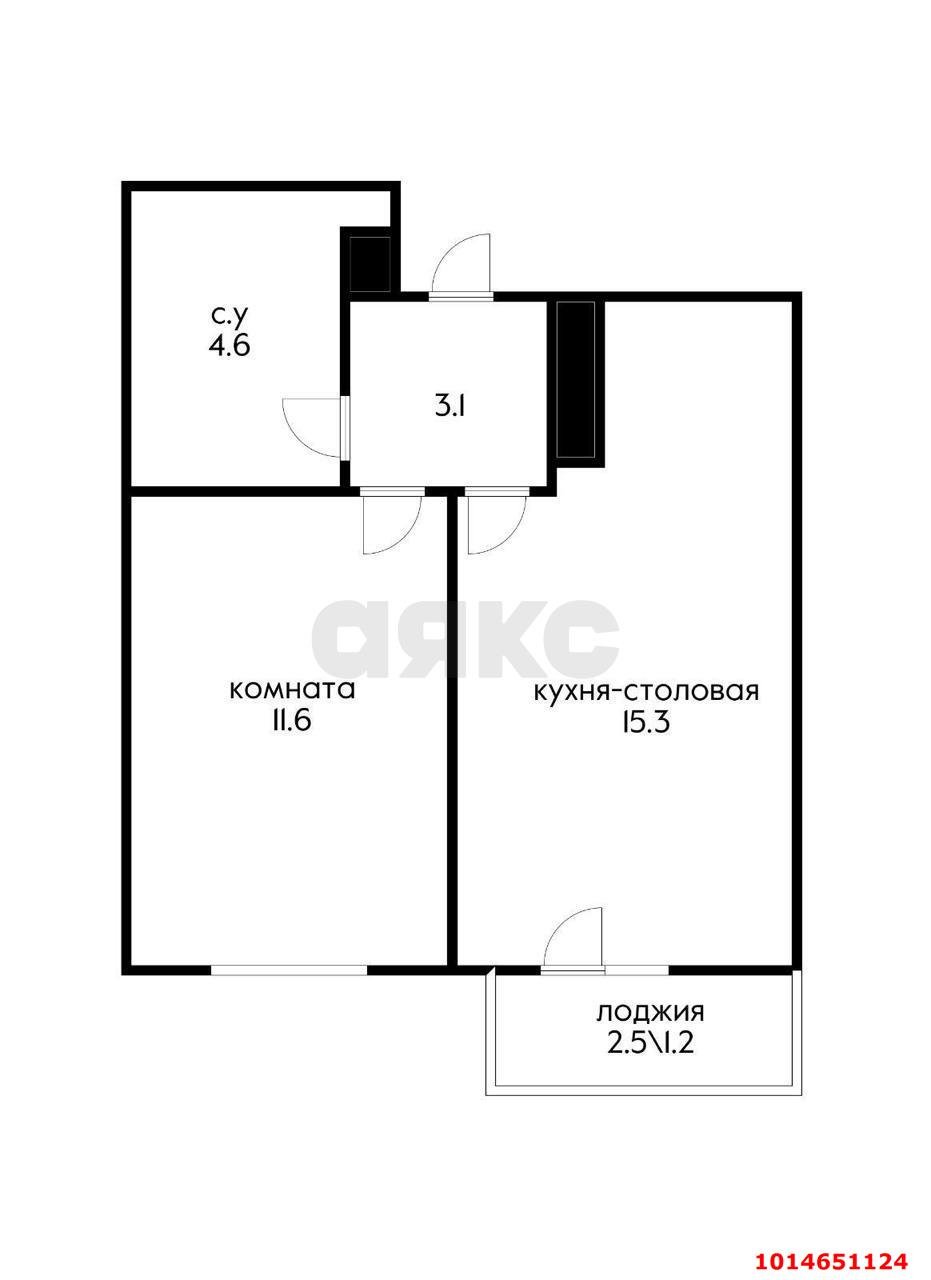 Фото №6: 1-комнатная квартира 37 м² - Краснодар, жилой комплекс Дыхание, ул. Лётчика Позднякова, 2к2