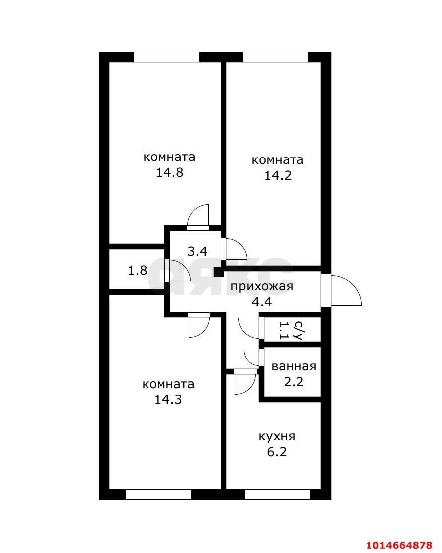 Фото №9: 3-комнатная квартира 62 м² - Краснодар, Гидростроителей, ул. Гидростроителей, 26