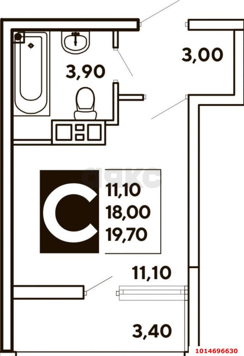 Фото №6: Студия 21 м² - Краснодар, жилой комплекс Самолёт, ул. Западный Обход, 39/2к4