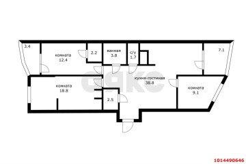 Фото №1: 3-комнатная квартира 95 м² - Краснодар, мкр. жилой комплекс Атлант, ул. Адмирала Крузенштерна, 6