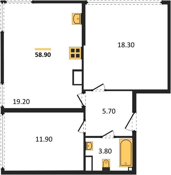 Фото №1: 2-комнатная квартира 58 м² - Краснодар, Прикубанский внутригородской округ, мкр. жилой комплекс Самолёт-6