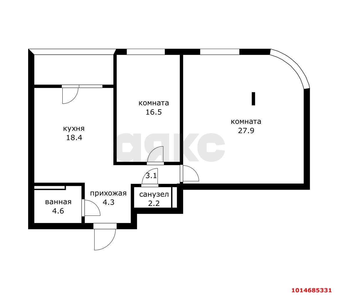 Фото №2: 2-комнатная квартира 81 м² - Краснодар, Прикубанский внутригородской округ, мкр. ЖК Эрмитаж, ул. им. Мурата Ахеджака, 26