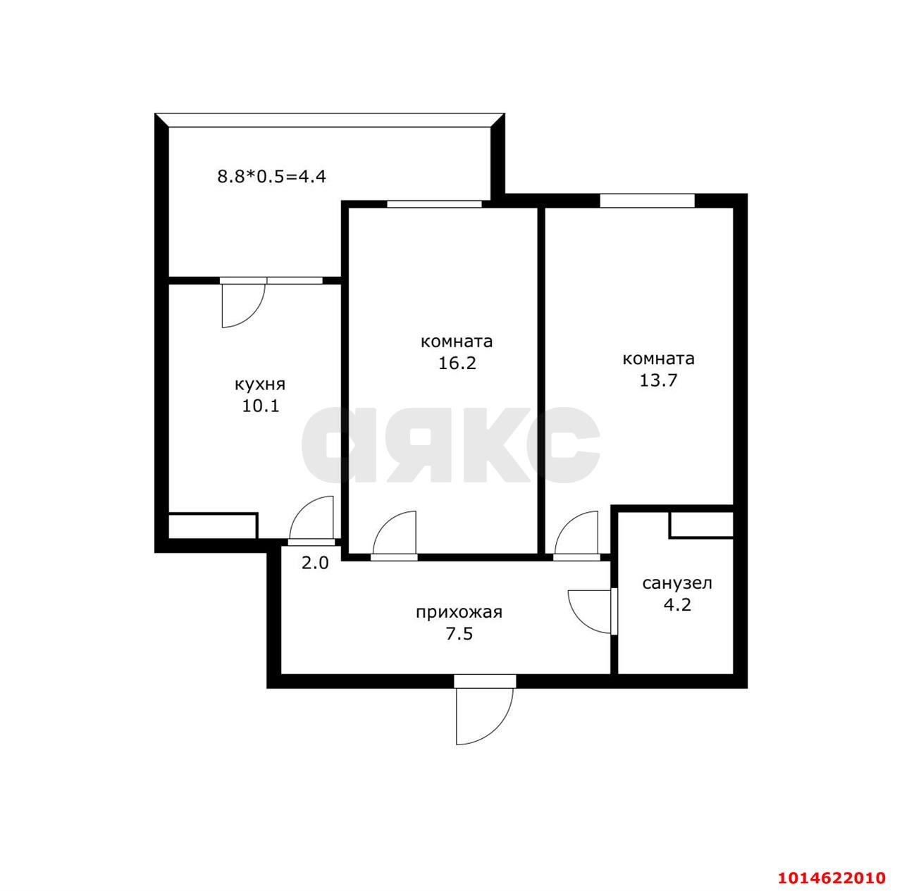 Фото №8: 2-комнатная квартира 52 м² - Краснодар, ЖК Зелёный Квартал, ул. Селезнёва, 4/10