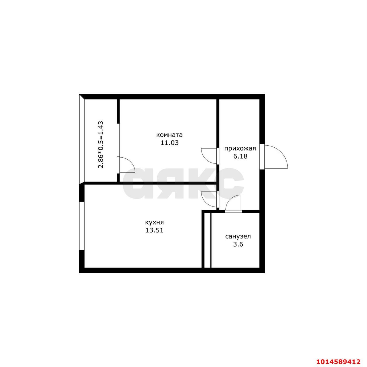 Фото №6: 1-комнатная квартира 37 м² - Краснодар, ЖК Смородина, ул. имени Владимира Жириновского, 1к2