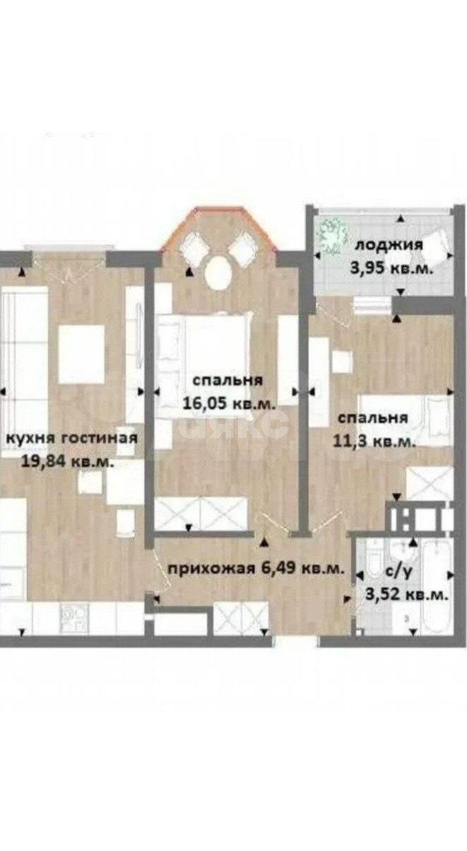 Фото №23: 2-комнатная квартира 61 м² - Анапа, жилой комплекс Южный квартал, ул. Супсехское шоссе, 39к5