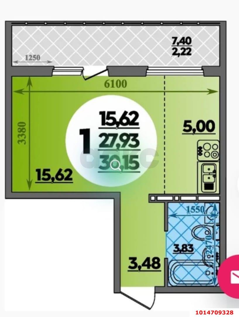 Фото №11: Студия 30 м² - Краснодар, жилой комплекс Квартал № 6, ул. имени Героя Советского Союза Николая Воробьёва, 15