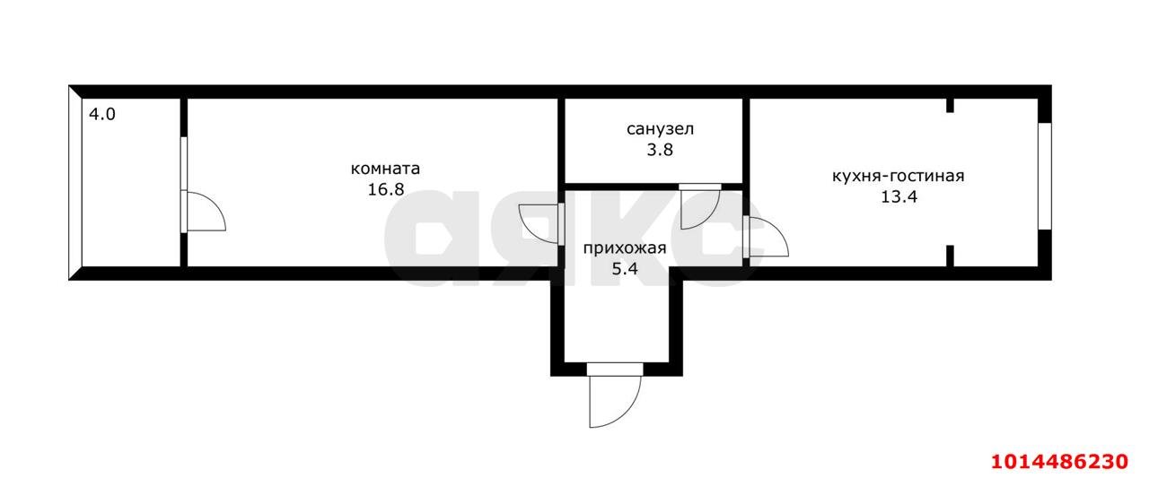 Фото №3: 1-комнатная квартира 44 м² - Краснодар, Музыкальный, ул. имени Сергея Есенина, 84