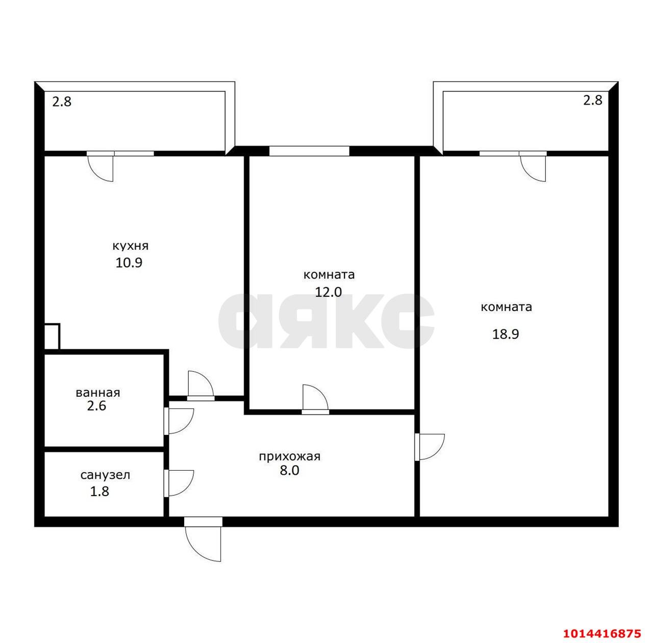 Фото №6: 2-комнатная квартира 55 м² - Адыгейск, ул. Эдепсукайская, 1/6