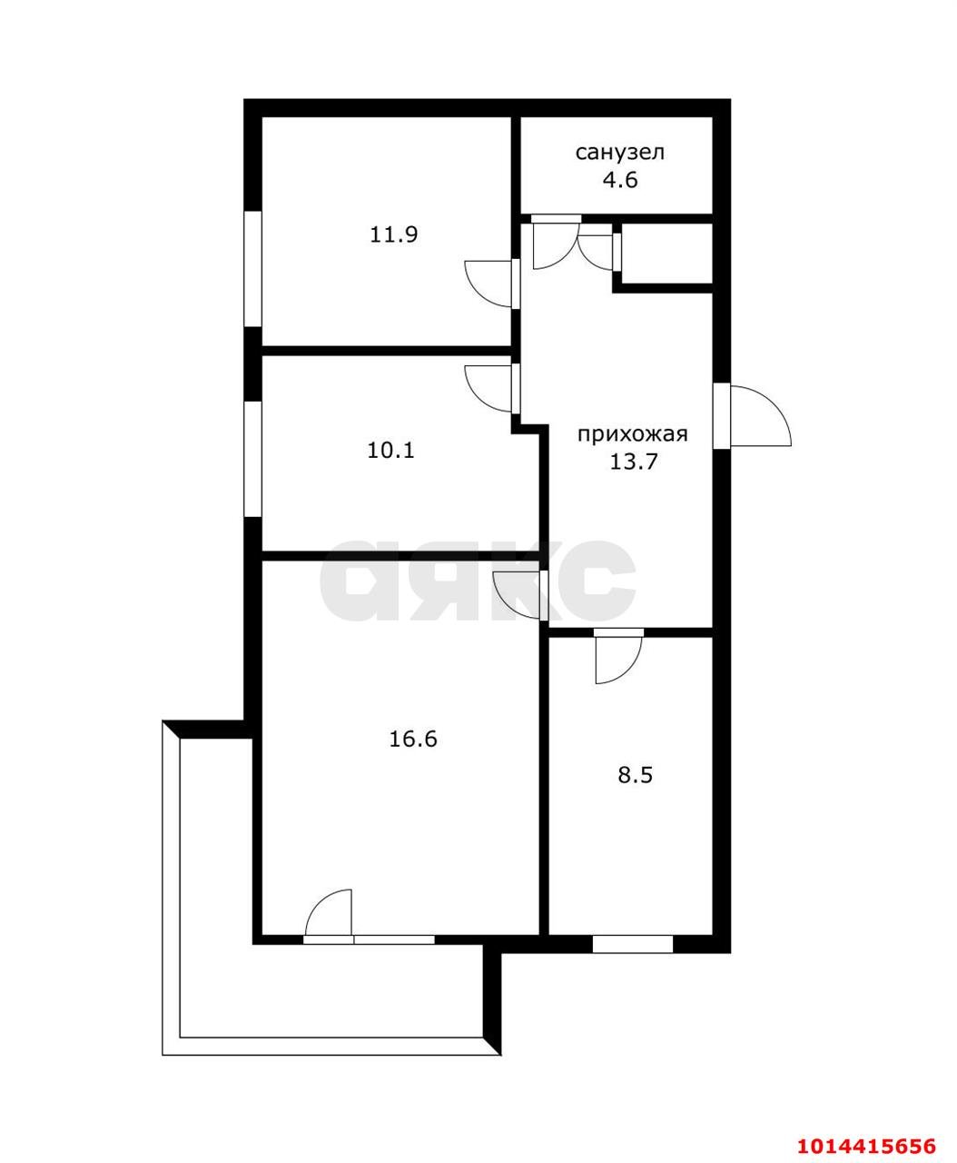 Фото №15: 3-комнатная квартира 72 м² - Краснодар, Западный внутригородской округ, Горгаз, мкр. Центральный, ул. Красина, 5