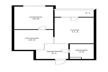 Фото №2: 1-комнатная квартира 45 м² - Краснодар, мкр. ЖК Перспектива, ул. им. Героя Сарабеева В.И., 9