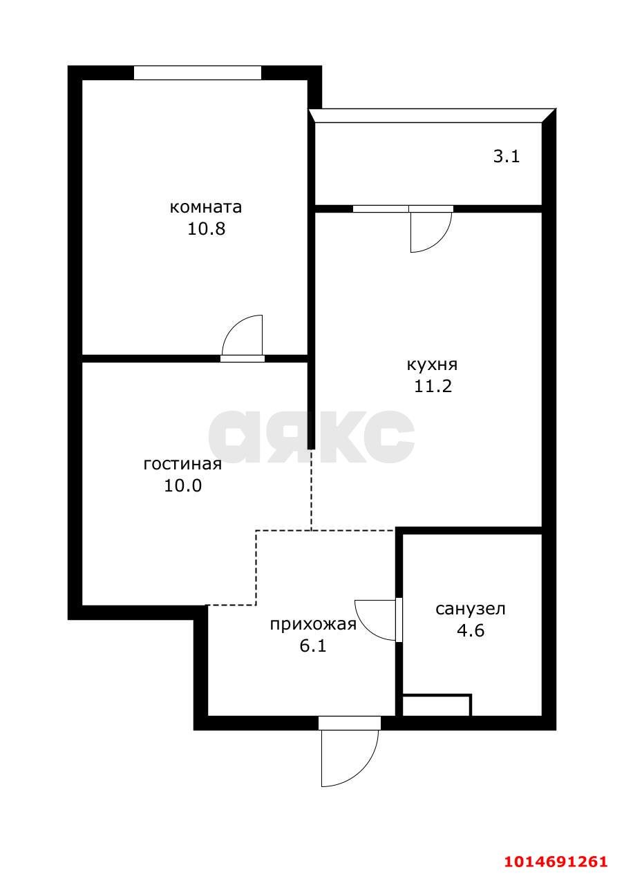 Фото №2: 1-комнатная квартира 45 м² - Краснодар, ЖК Перспектива, ул. им. Героя Сарабеева В.И., 9