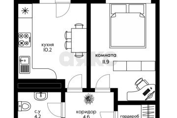 Фото №5: 1-комнатная квартира 37 м² - Краснодар, мкр. жилой комплекс Отражение, ул. Конгрессная, 41