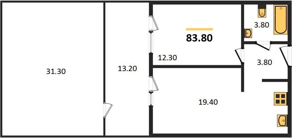 Фото №1: 1-комнатная квартира 83 м² - Краснодар, Прикубанский внутригородской округ, мкр. жилой комплекс Самолёт-3, ул. Константина Гондаря, 97
