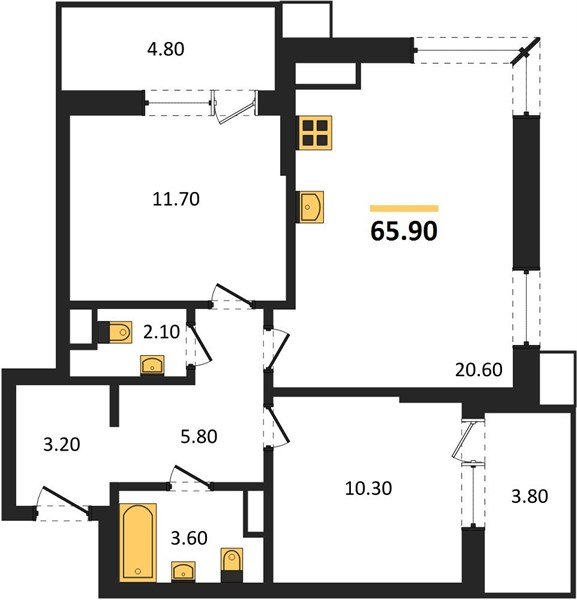 Фото №1: 2-комнатная квартира 65 м² - Краснодар, Парк Победы, 