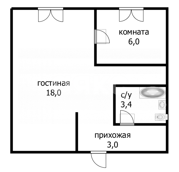 Фото №12: 1-комнатная квартира 30 м² - Анапа, ул. Толстого, 113