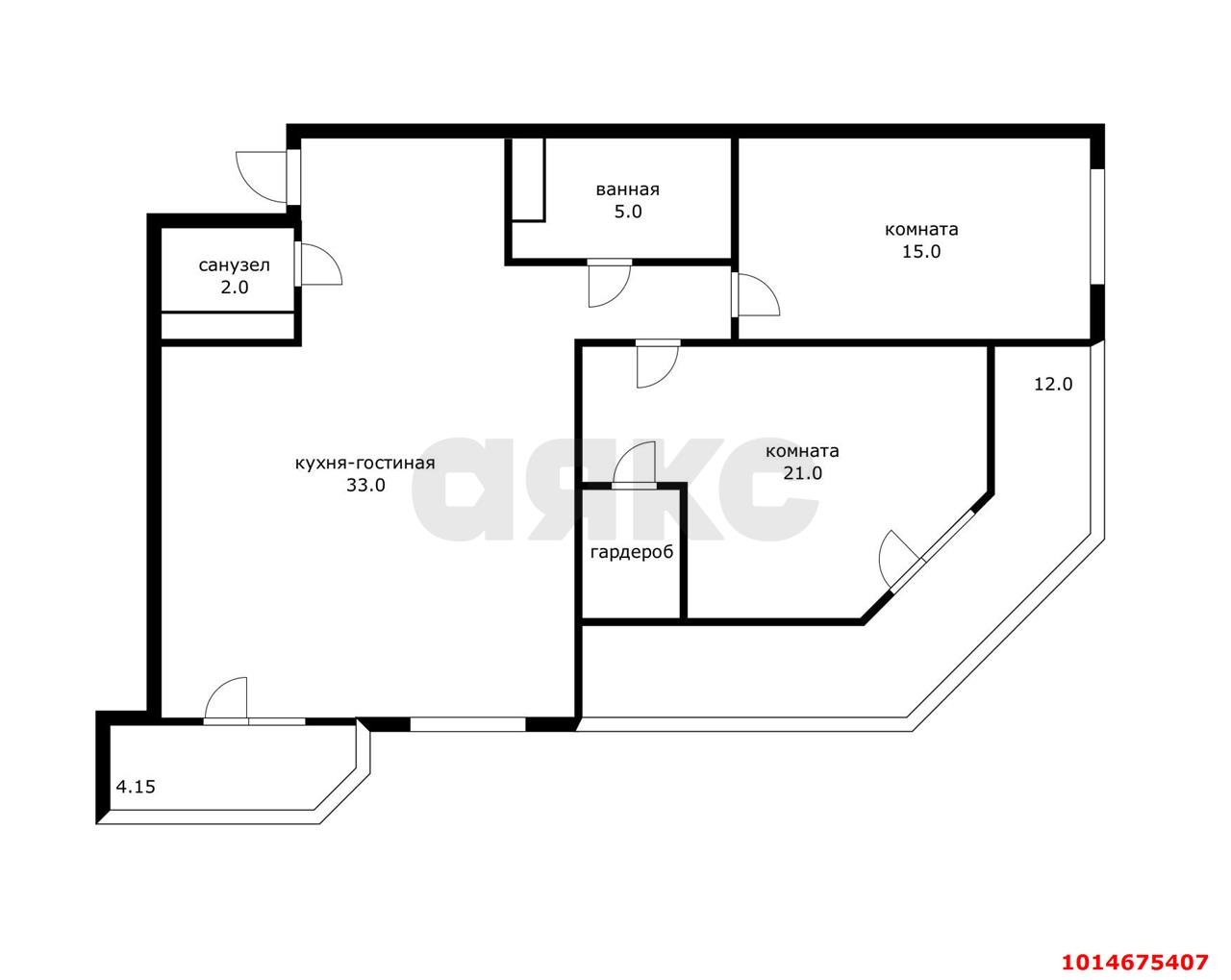 Фото №20: 3-комнатная квартира 113 м² - Краснодар, ЖК На Высоте, ул. Каляева, 263/4к1