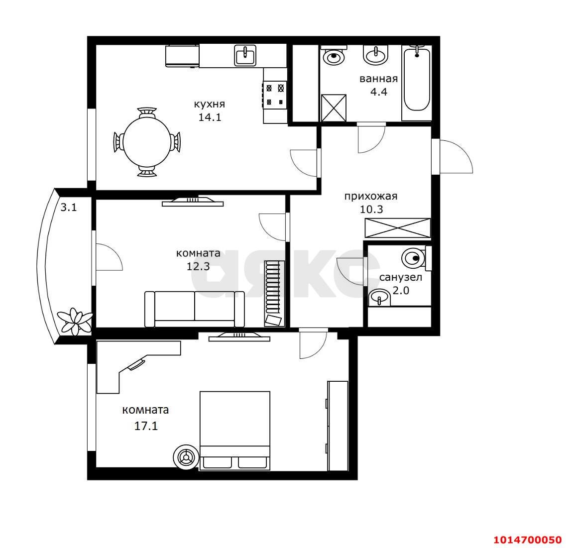 Фото №11: 2-комнатная квартира 63 м² - Краснодар, Фестивальный, ул. Скрябина, 4