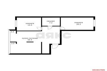 Фото №5: 3-комнатная квартира 101 м² - Краснодар, мкр. Фестивальный, ул. Яна Полуяна, 43