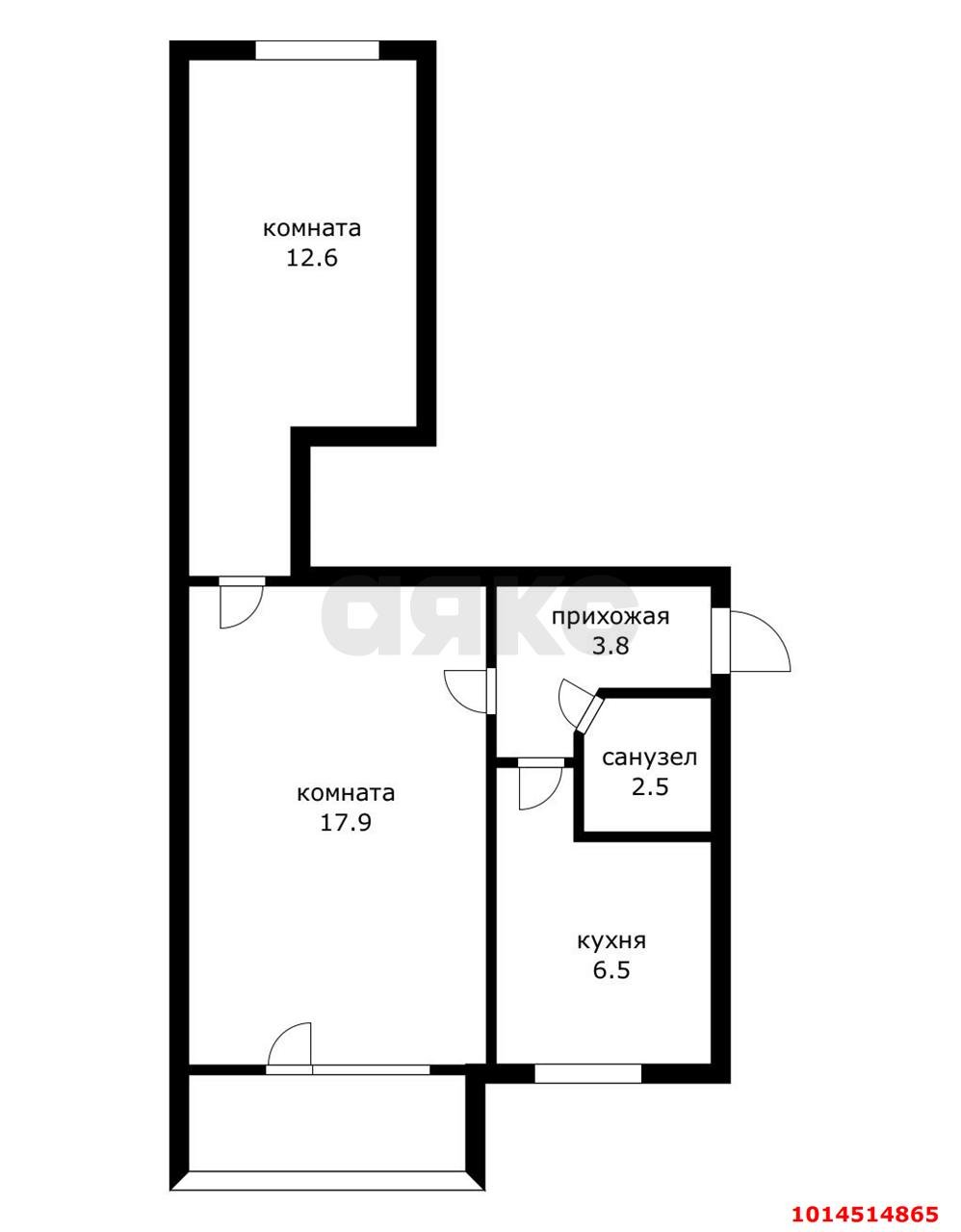 Фото №3: 2-комнатная квартира 47 м² - Колосистый, Прикубанский внутригородской округ, пер. Макаренко, 8/1