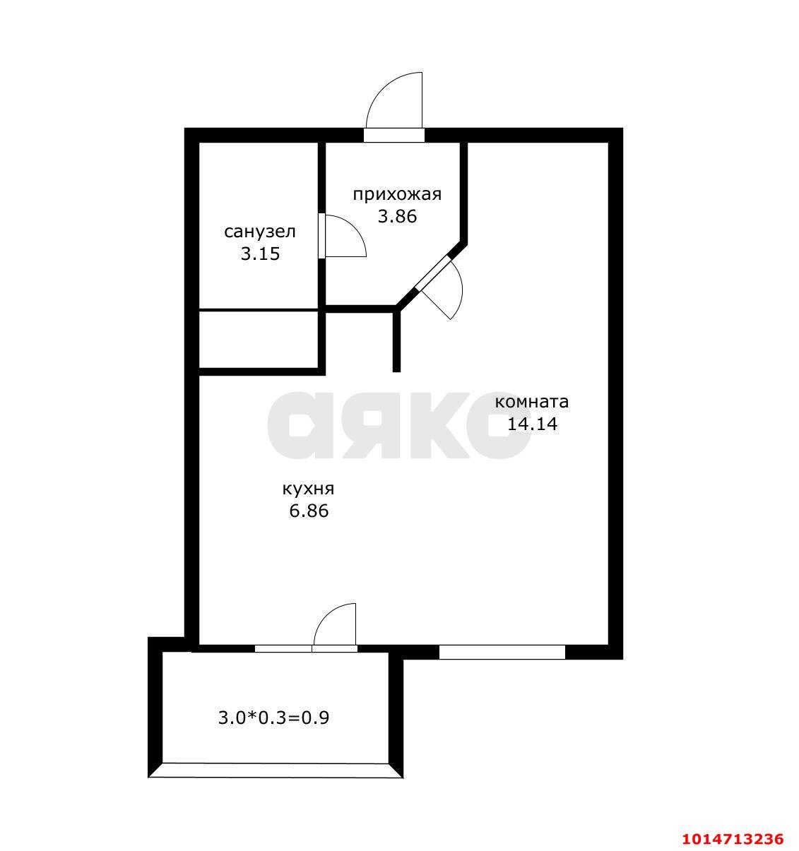Фото №7: 1-комнатная квартира 60 м² - Краснодар, жилой комплекс Зеленодар