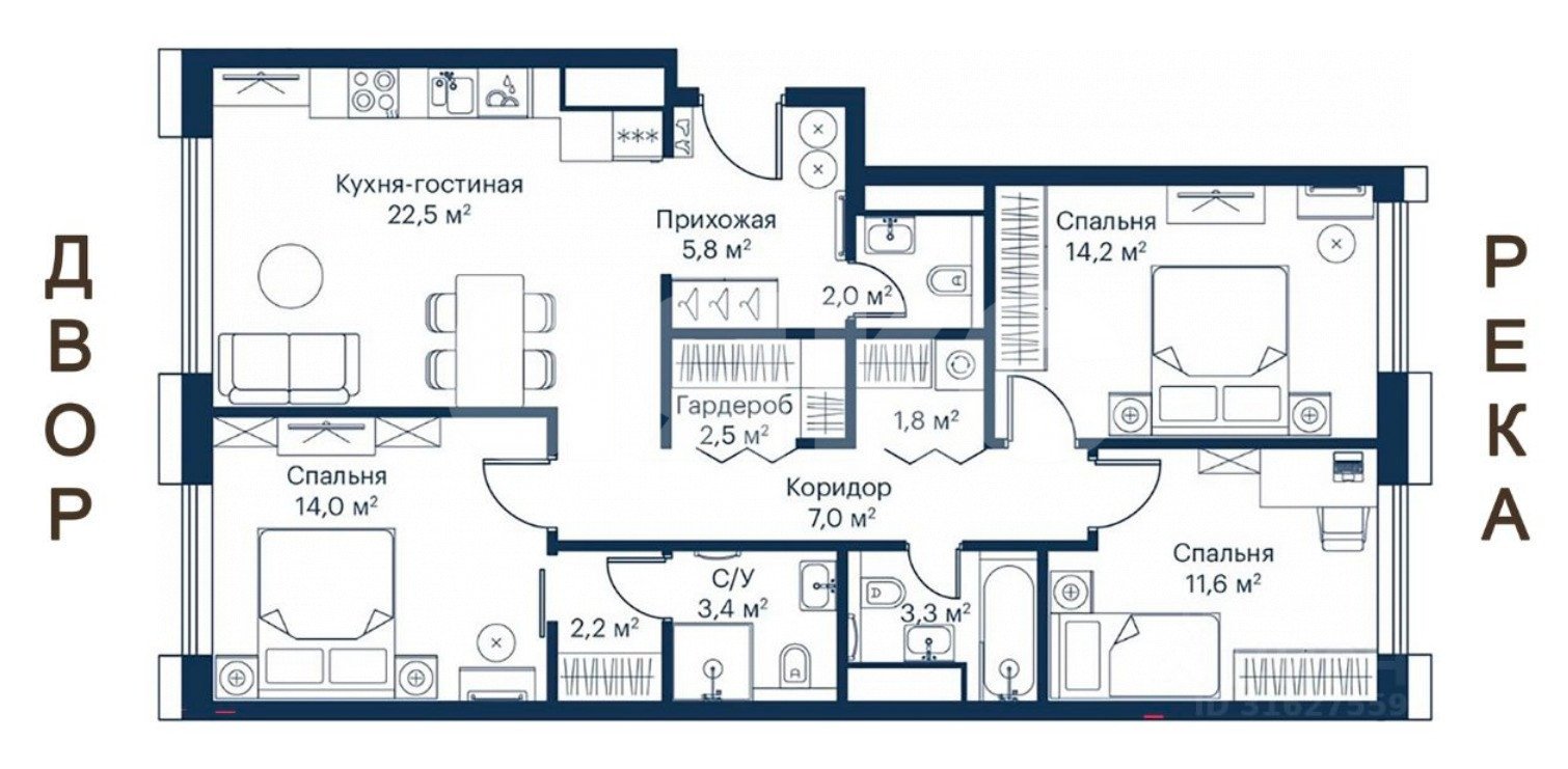 Фото №19: 3-комнатная квартира 90 м² - Москва, квартал Индиан, ул. Волоколамское шоссе, 95/2к3