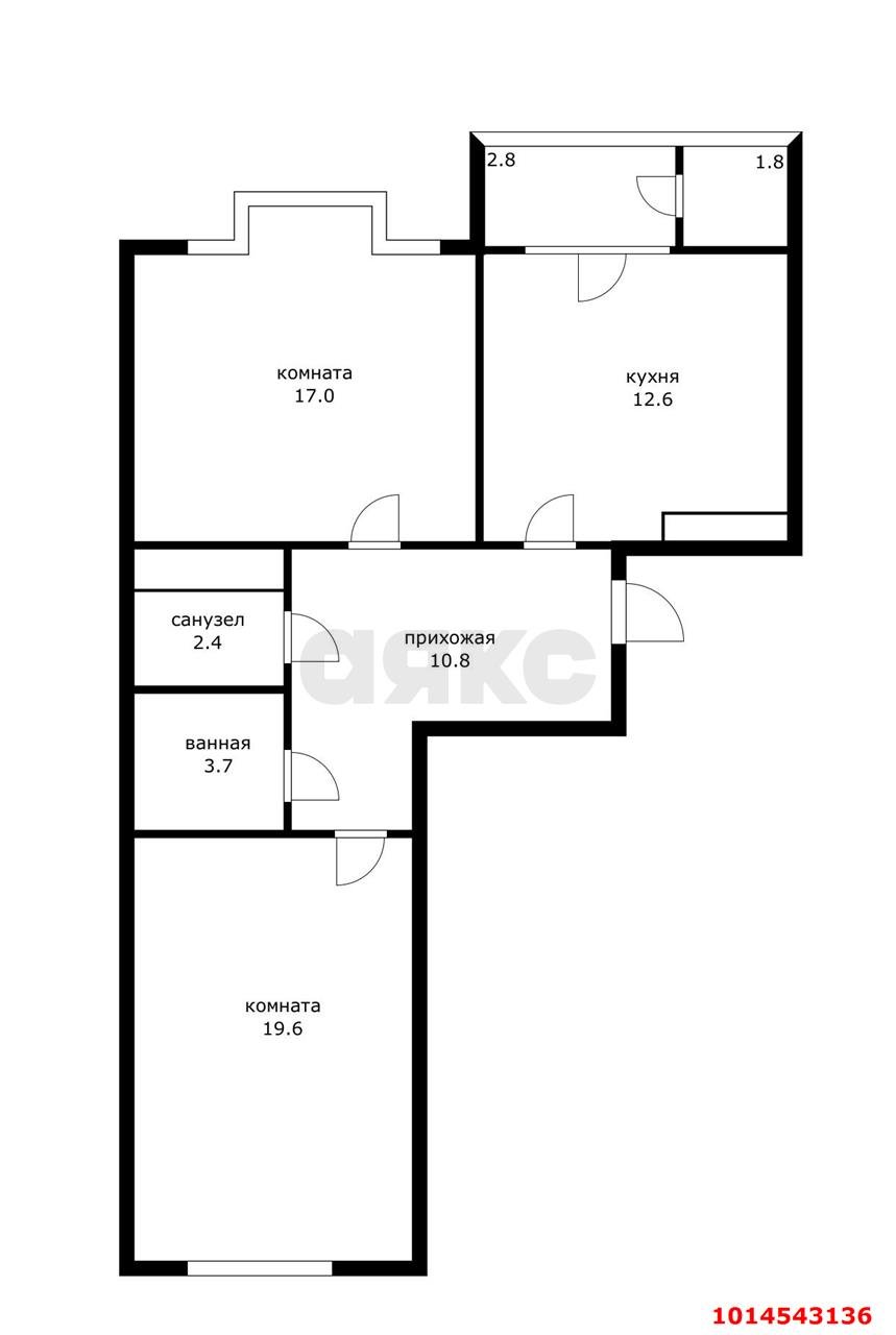 Фото №6: 2-комнатная квартира 70 м² - Краснодар, Школьный, ул. Школьная, 1