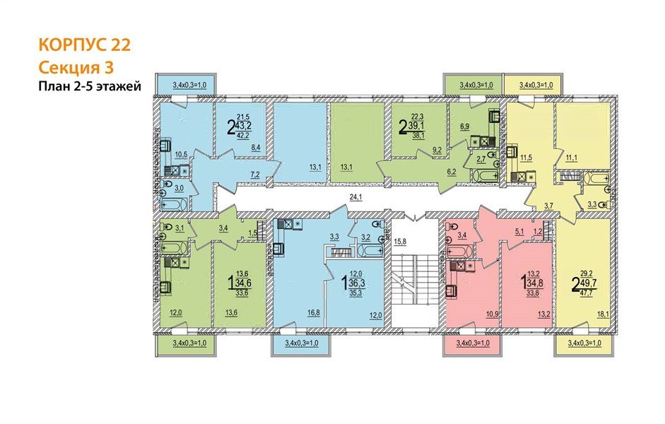 Фото №9: 1-комнатная квартира 34 м² - Новая Адыгея, мкр. жилой комплекс Дарград, ул. Тургеневское шоссе, 33/3к22