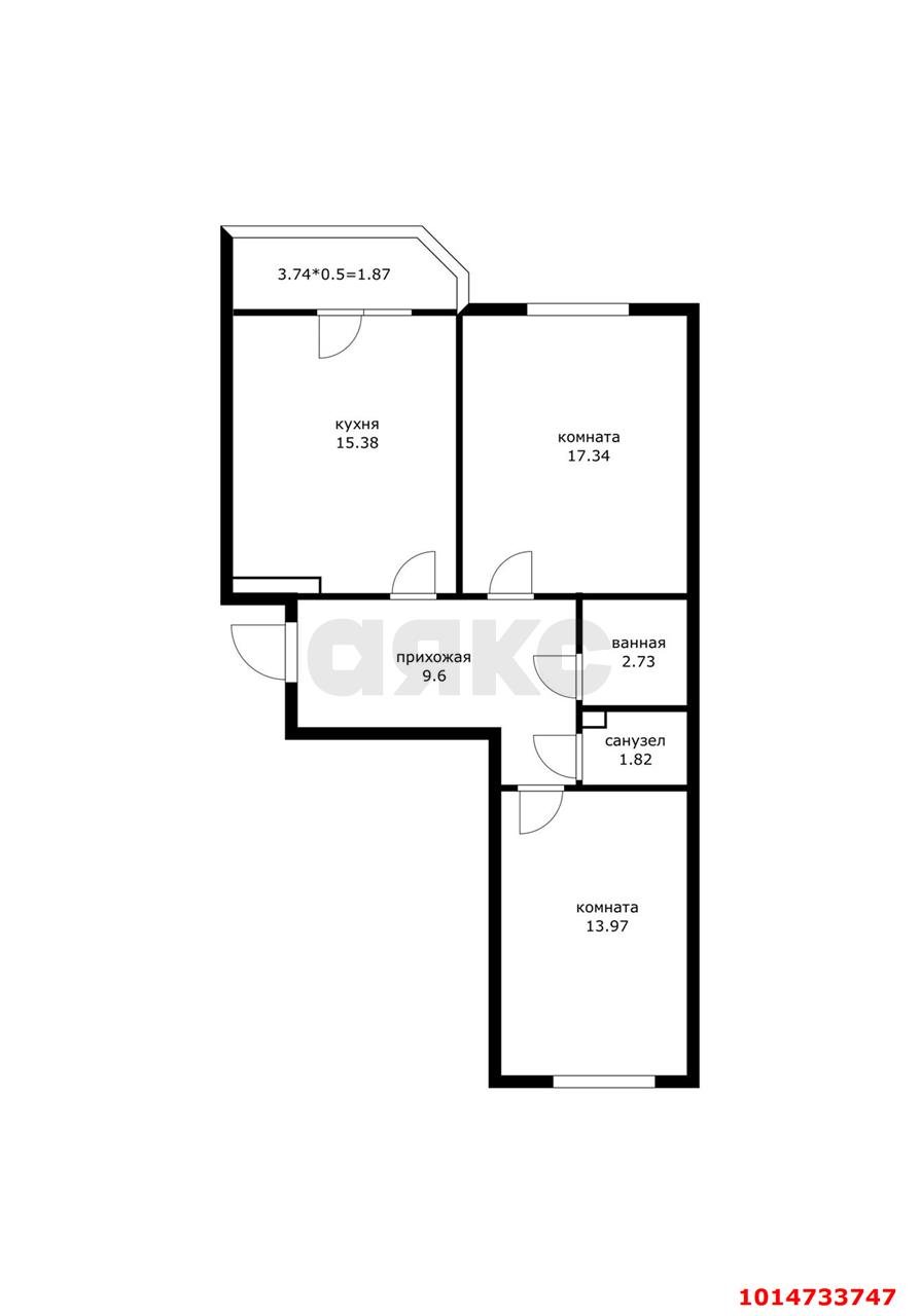Фото №15: 2-комнатная квартира 61 м² - Краснодар, Краевая Клиническая Больница, ул. им. Героя Яцкова И.В., 9