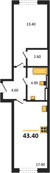 Фото №1: 1-комнатная квартира 43 м² - Краснодар, квартал Самолёт, жилой комплекс Самолёт-7, мкр. Прикубанский внутригородской округ