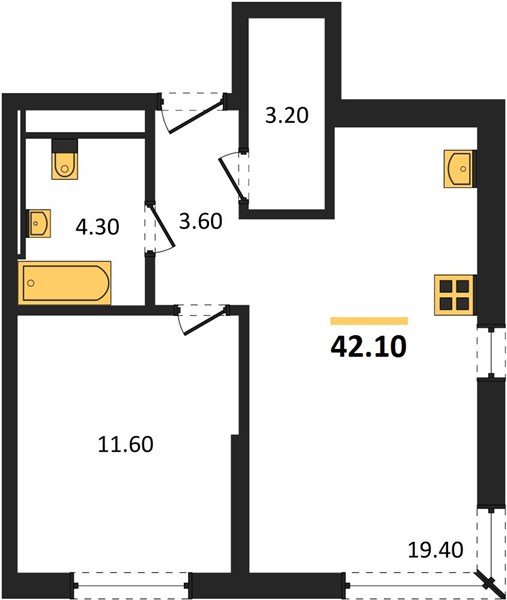 Фото №1: 1-комнатная квартира 42 м² - Краснодар, квартал Самолёт, жилой комплекс Самолёт-7, мкр. Прикубанский внутригородской округ