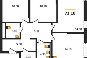 Фото №1: 3-комнатная квартира 72 м² - Краснодар, мкр. Прикубанский внутригородской округ, 