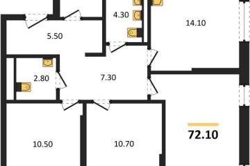 Фото №1: 3-комнатная квартира 72 м² - Краснодар, мкр. квартал Самолёт 7, 