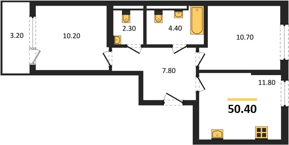 Фото №1: 2-комнатная квартира 50 м² - Краснодар, Прикубанский внутригородской округ, квартал Самолёт, мкр. жилой комплекс Самолёт-7