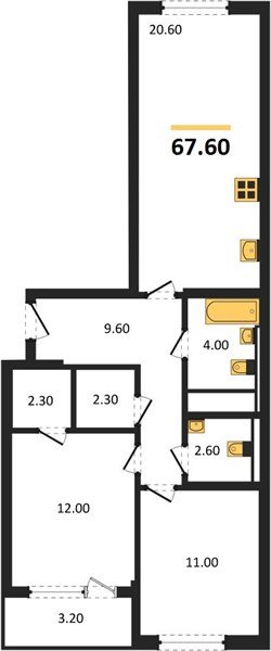 Фото №1: 2-комнатная квартира 67 м² - Краснодар, Прикубанский внутригородской округ, квартал Самолёт, мкр. жилой комплекс Самолёт-7